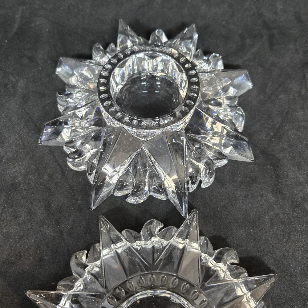 Vintage De Plomb Sunburst 24 Lead Crystal Glass Votive Candle Holder